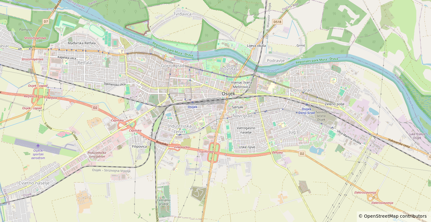 Karta Osijeka i okolice